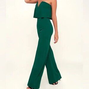 Lulus Power Of Love Emerald Green Strapless Jumpsuit Size Medium NWT